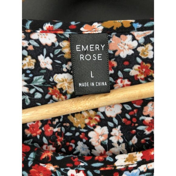 Emery Rose Floral Tiered Prairie Midi Dress L 3/4 Sleeves Cottagecore Ditzy - Picture 3 of 7